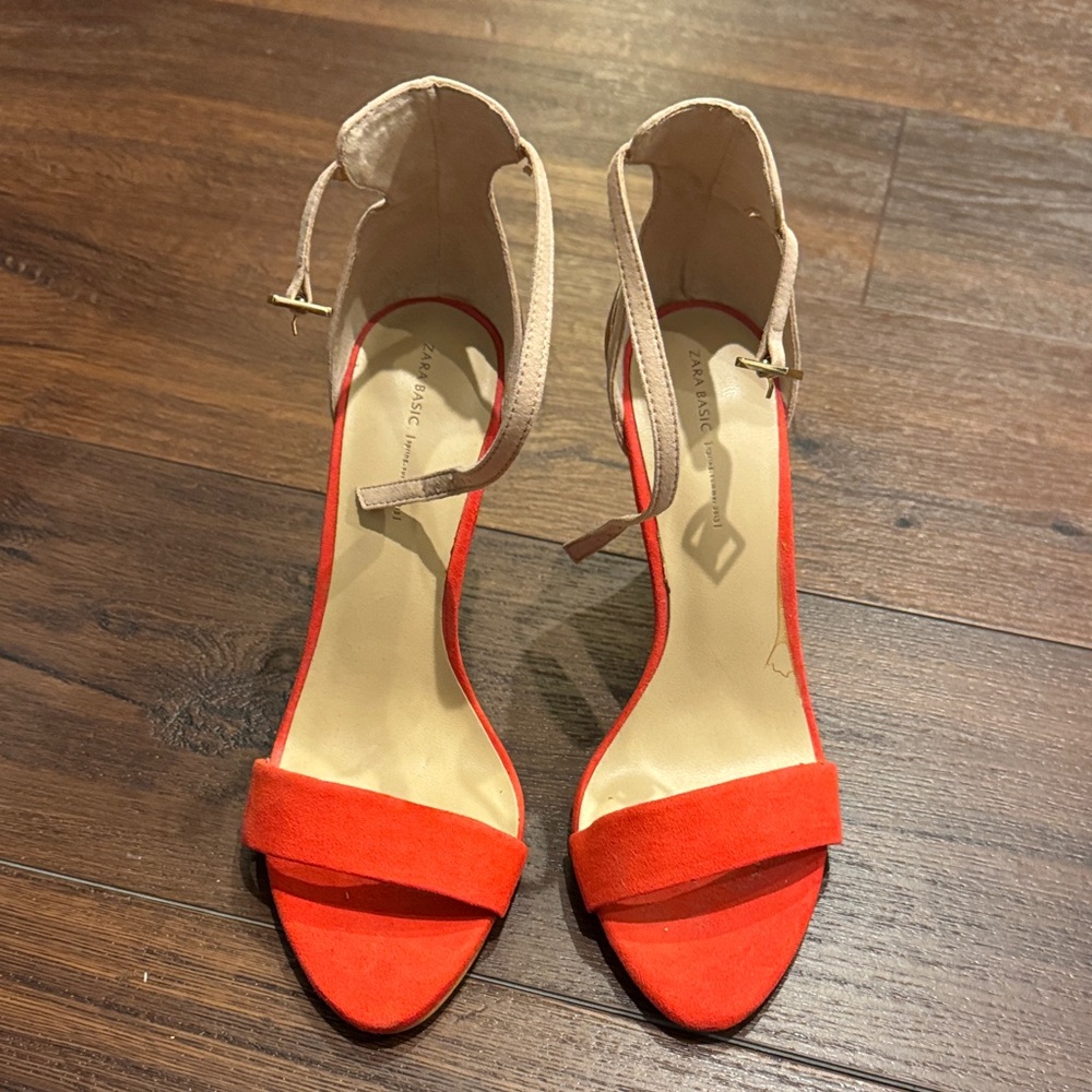 Zara Elegant Orange with Metallic Gold  Women's Heels